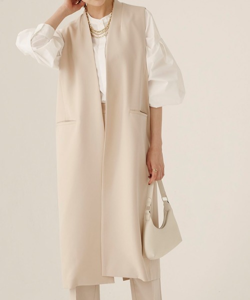 UR'S（ユアーズ）の「ロングジレ（その他アウター・レディース・グレイッシュベージュ/ブラック/モカ・S/L/M）」の10枚目の写真