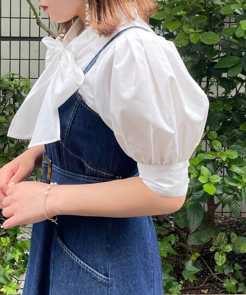 MAJESTIC LEGON（マジェスティックレゴン）の「コンシャスボウタイブラウス（シャツ/ブラウス・レディース・ブラック/オフホワイト/ラベンダー・SMALL/MEDIUM）」の20枚目の写真