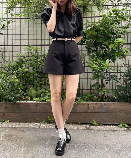 MAJESTIC LEGON（マジェスティックレゴン）の「コンシャスボウタイブラウス（シャツ/ブラウス・レディース・ブラック/オフホワイト/ラベンダー・SMALL/MEDIUM）」の12枚目の写真