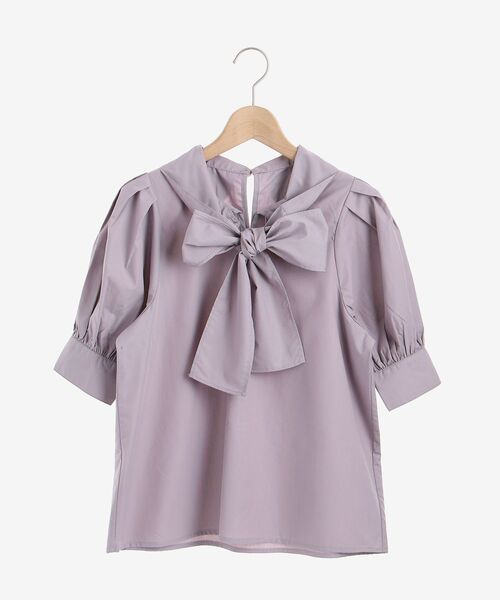 MAJESTIC LEGON（マジェスティックレゴン）の「コンシャスボウタイブラウス（シャツ/ブラウス・レディース・ブラック/オフホワイト/ラベンダー・SMALL/MEDIUM）」の10枚目の写真