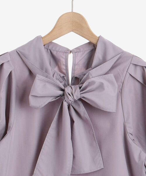 MAJESTIC LEGON（マジェスティックレゴン）の「コンシャスボウタイブラウス（シャツ/ブラウス・レディース・ブラック/オフホワイト/ラベンダー・SMALL/MEDIUM）」の7枚目の写真