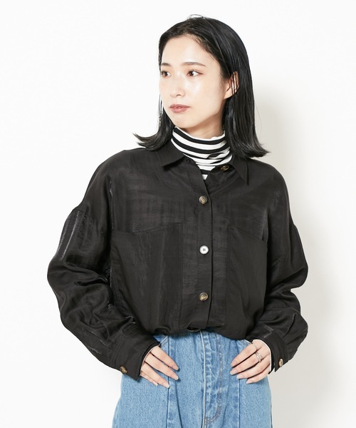 CIAOPANIC（チャオパニック）の「■ビッグポケットオーバーシャツ（シャツ/ブラウス・レディース・ブラック/オフホワイト/グリーン・FREE）」の3枚目の写真