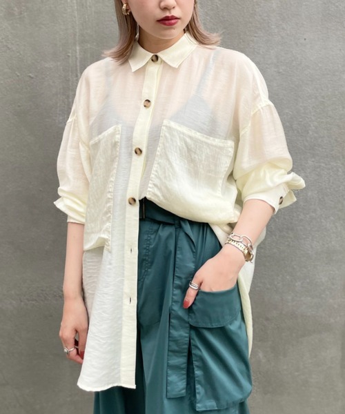 CIAOPANIC（チャオパニック）の「■ビッグポケットオーバーシャツ（シャツ/ブラウス・レディース・ブラック/オフホワイト/グリーン・FREE）」の16枚目の写真