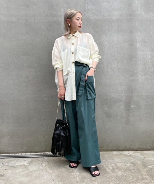 CIAOPANIC（チャオパニック）の「■ビッグポケットオーバーシャツ（シャツ/ブラウス・レディース・ブラック/オフホワイト/グリーン・FREE）」の8枚目の写真