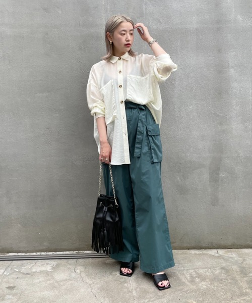 CIAOPANIC（チャオパニック）の「■ビッグポケットオーバーシャツ（シャツ/ブラウス・レディース・ブラック/オフホワイト/グリーン・FREE）」の18枚目の写真