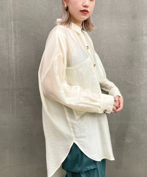 CIAOPANIC（チャオパニック）の「■ビッグポケットオーバーシャツ（シャツ/ブラウス・レディース・ブラック/オフホワイト/グリーン・FREE）」の10枚目の写真