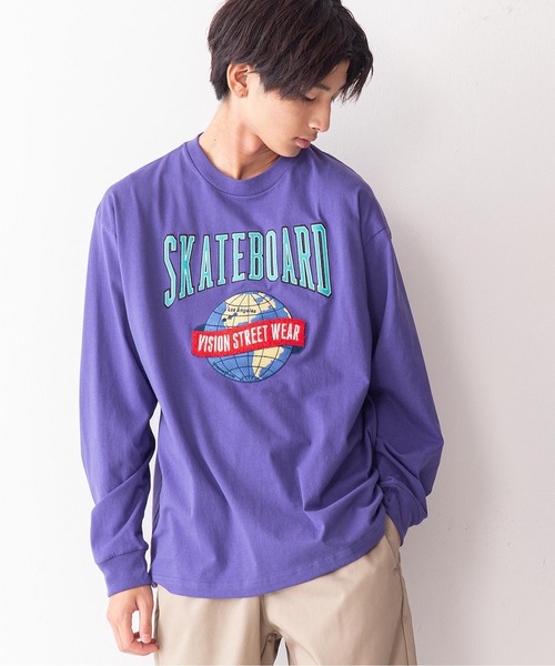 VISION STREET WEAR(ヴィジョンストリートウェア)の「【VISION STREET WEAR/ビジョンストリートウェア】アースサガラ刺繍ボックスシルエットルーズロンT(Tシャツ/カットソー・メンズ・ホワイト/ブラック/パープル/ブルー系その他・MEDIUM/LARGE/X-LARGE)」の1枚目の写真