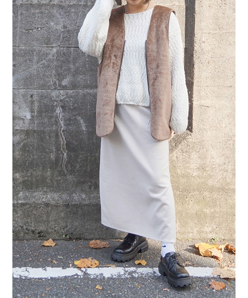 179/WG（イチナナキュウダブルジー）の「カットスウェードスカート（スカート・レディース・ブラウン/チャコールグレー/キャメル/オフホワイト・MEDIUM）」の18枚目の写真