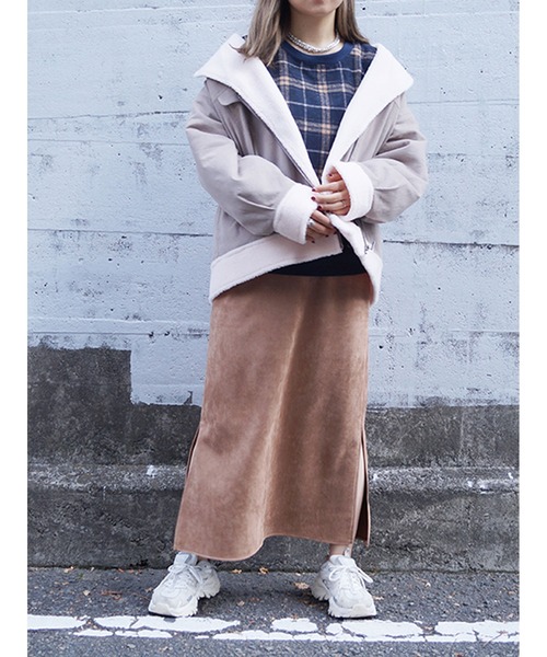 179/WG（イチナナキュウダブルジー）の「カットスウェードスカート（スカート・レディース・ブラウン/チャコールグレー/キャメル/オフホワイト・MEDIUM）」の7枚目の写真