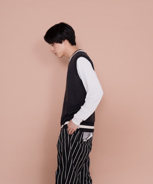 UNIIT(ユニット)の「着まわしがきく チルデンベスト ロンT 2点セット(ベスト・メンズ・ブルー系その他/チャコールグレー/グレー・MEDIUM/LARGE)」の8枚目の写真