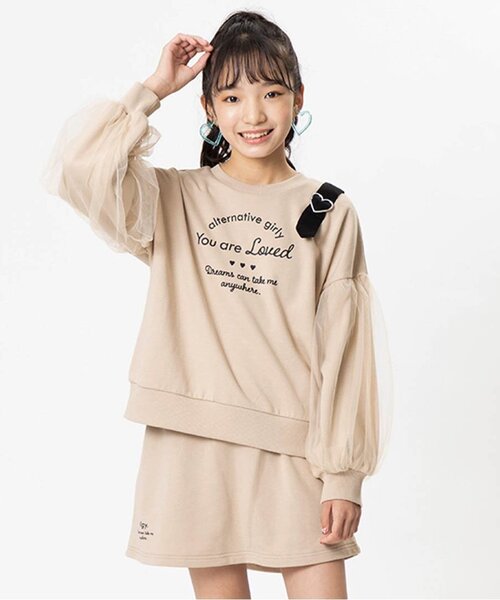 algy(アルジー)の「ガーリー裏毛セットアップ(セットアップ・キッズ・ラベンダー/オフホワイト/ベージュ・XX-SMALL/SMALL/MEDIUM/X-SMALL)」の3枚目の写真