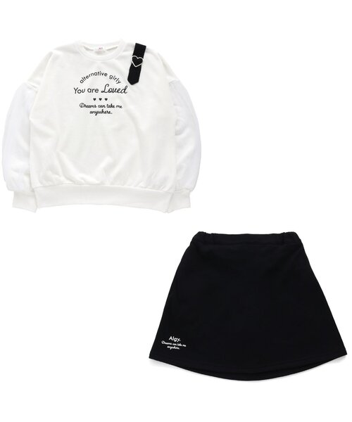 algy(アルジー)の「ガーリー裏毛セットアップ(セットアップ・キッズ・ラベンダー/オフホワイト/ベージュ・XX-SMALL/SMALL/MEDIUM/X-SMALL)」の2枚目の写真