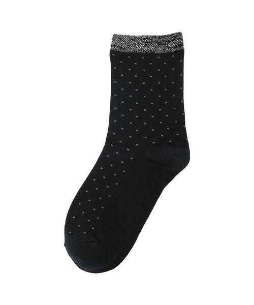 koe（コエ）の「TOPラメニットドット*（ソックス/靴下・レディース・グリーン/パープル/ブラック/ライトグレー・FREE）」の6枚目の写真