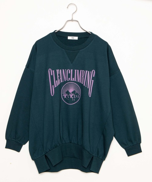 WEGO（ウィゴー）の「WEGO/フロッキーロゴBIGプルオーバー（スウェット・レディース・ダークグリーン/杢グレー・FREE）」の6枚目の写真