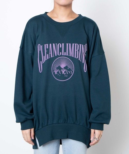 WEGO（ウィゴー）の「WEGO/フロッキーロゴBIGプルオーバー（スウェット・レディース・ダークグリーン/杢グレー・FREE）」の9枚目の写真