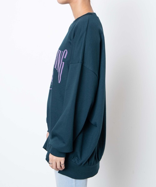 WEGO（ウィゴー）の「WEGO/フロッキーロゴBIGプルオーバー（スウェット・レディース・ダークグリーン/杢グレー・FREE）」の8枚目の写真