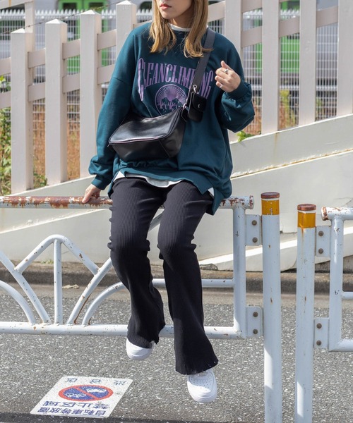 WEGO（ウィゴー）の「WEGO/フロッキーロゴBIGプルオーバー（スウェット・レディース・ダークグリーン/杢グレー・FREE）」の12枚目の写真