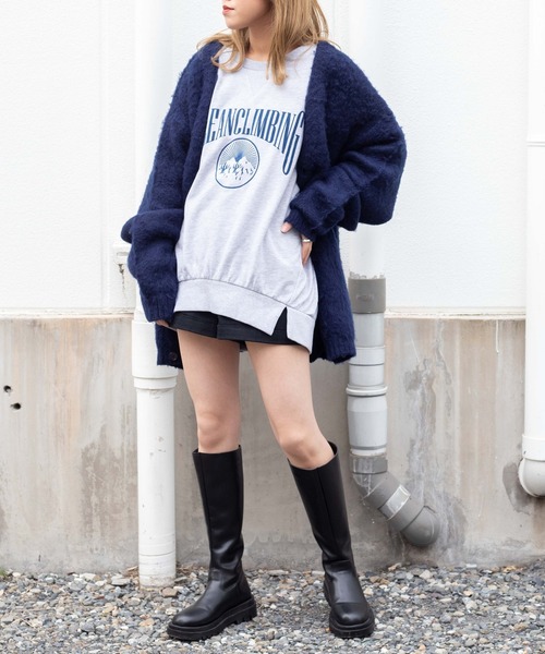 WEGO（ウィゴー）の「WEGO/フロッキーロゴBIGプルオーバー（スウェット・レディース・ダークグリーン/杢グレー・FREE）」の18枚目の写真