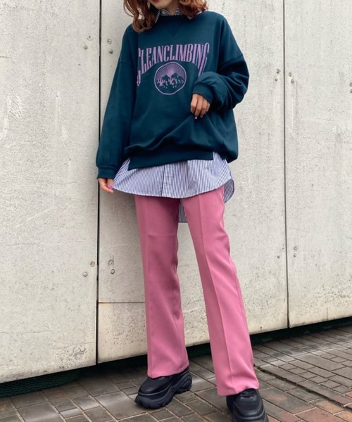 WEGO（ウィゴー）の「WEGO/フロッキーロゴBIGプルオーバー（スウェット・レディース・ダークグリーン/杢グレー・FREE）」の22枚目の写真