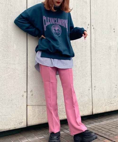 WEGO（ウィゴー）の「WEGO/フロッキーロゴBIGプルオーバー（スウェット・レディース・ダークグリーン/杢グレー・FREE）」の21枚目の写真