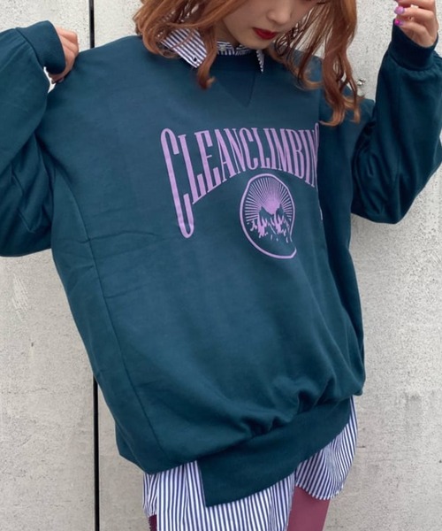 WEGO（ウィゴー）の「WEGO/フロッキーロゴBIGプルオーバー（スウェット・レディース・ダークグリーン/杢グレー・FREE）」の20枚目の写真