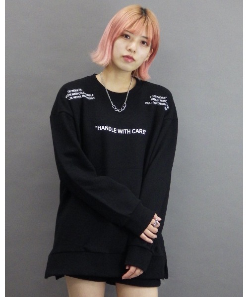 VIBGYOR（ヴィブジョー）の「「CAMP」Laundry symbol white sweatshirt（Tシャツ/カットソー・レディース・ホワイト/ブラック・FREE）」の2枚目の写真