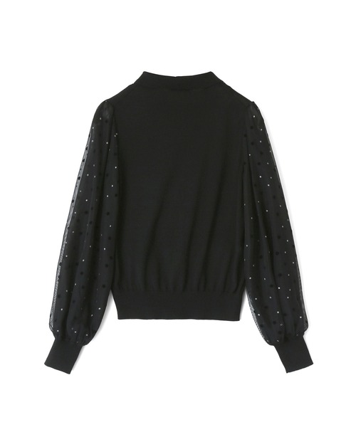アナイ 38 チュールドットプリント衿付きニット プルオーバー ANAYI（アナイ）の「チュールドット プリント衿付きニット プル