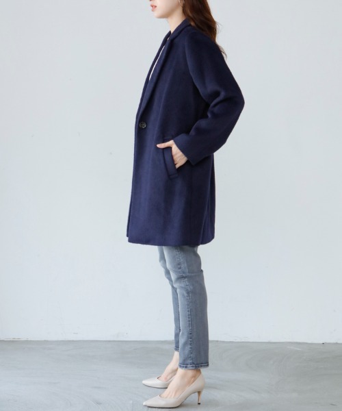 M.deux（エムドゥ）の「シャギーチェスターコート（チェスターコート・レディース・ネイビー・MEDIUM）」の12枚目の写真