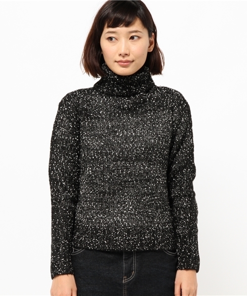 OUTLET（アウトレット）の「【Ciaopanic】MIXニットタートルプルオーバー（ニット/セーター・レディース・ブラック/グリーン/レッド・FREE）」の4枚目の写真