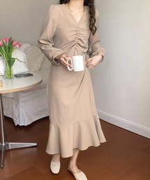 emi+ | フロントギャザーマーメードロングワンピース(ワンピース)