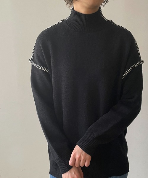 210nouve（トゥージュヌーブ）の「モックネックハンドステッチニットプルオーバー（ニット/セーター・レディース・ホワイト/ブラック/ブルー・FREE）」の18枚目の写真