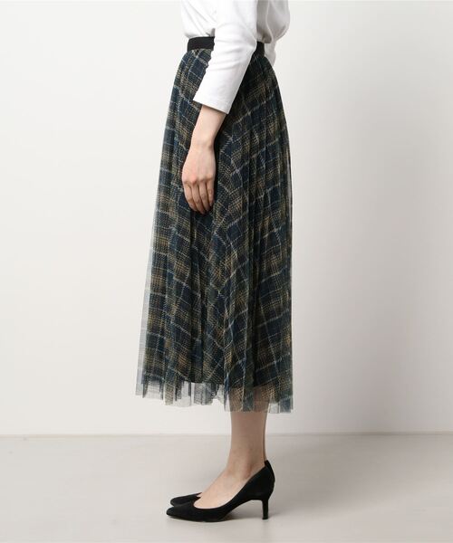 Q（キュー）の「チュールチェックスカート（スカート・レディース・ブルー系その他/ブラック系その他・MEDIUM）」の3枚目の写真