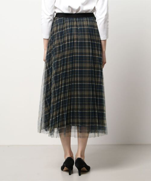 Q（キュー）の「チュールチェックスカート（スカート・レディース・ブルー系その他/ブラック系その他・MEDIUM）」の4枚目の写真