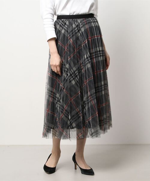 Q（キュー）の「チュールチェックスカート（スカート・レディース・ブルー系その他/ブラック系その他・MEDIUM）」の6枚目の写真