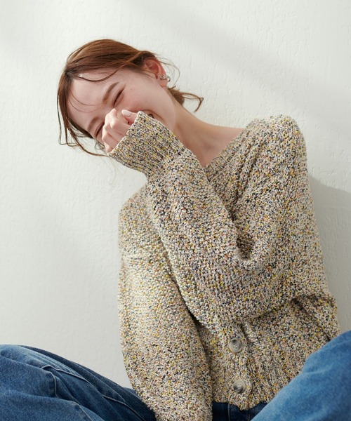 natural couture(ナチュラルクチュール)の「MIXテープヤーンプレイフルカーディガン(カーディガン/ボレロ・レディース・ベージュ系その他/ブルー系その他/イエロー系その他・FREE)」の3枚目の写真