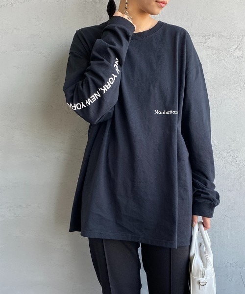 Manhattan Portage（マンハッタンポーテージ）の「[MANHATTAN PORTAGE/マンハッタンポーテージ] 別注 バックプリントロゴロンT（Tシャツ/カットソー・レディース・ホワイト/ブラック/グリーン/レッド・S/M/L/XL）」の8枚目の写真