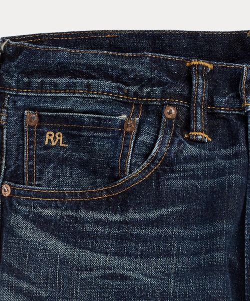RRL（ダブル アール エル）の「ハイ スリム フィット セルビッジ ジーンズ（デニムパンツ・メンズ・ブルー・28/30/32/32/33/32/34/32/29/30/30/30/31/30/32/30/38/32/31/32/36/32/30/32/40/32）」の4枚目の写真