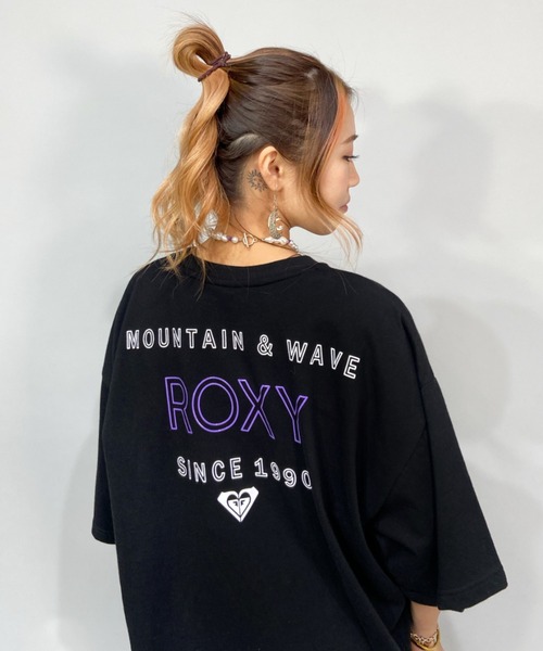 ROXY（ロキシー）の「ROXY/ロキシー  ビッグシルエット   バックプリントロゴTシャツ/タイダイ柄Tシャツ   RST221105（Tシャツ/カットソー・レディース・パープル/ブラック/その他/マルチ/ホワイト・L/M）」の3枚目の写真