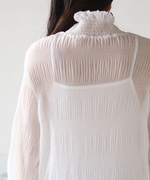 Bab（バブ）の「シワプリーツハイネックトップス（シャツ/ブラウス・レディース・ブラック/アイボリー/ベージュ・M）」の12枚目の写真