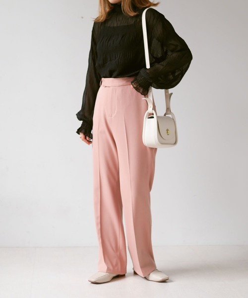 Bab（バブ）の「シワプリーツハイネックトップス（シャツ/ブラウス・レディース・ブラック/アイボリー/ベージュ・M）」の16枚目の写真