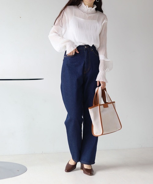 Bab（バブ）の「シワプリーツハイネックトップス（シャツ/ブラウス・レディース・ブラック/アイボリー/ベージュ・M）」の17枚目の写真