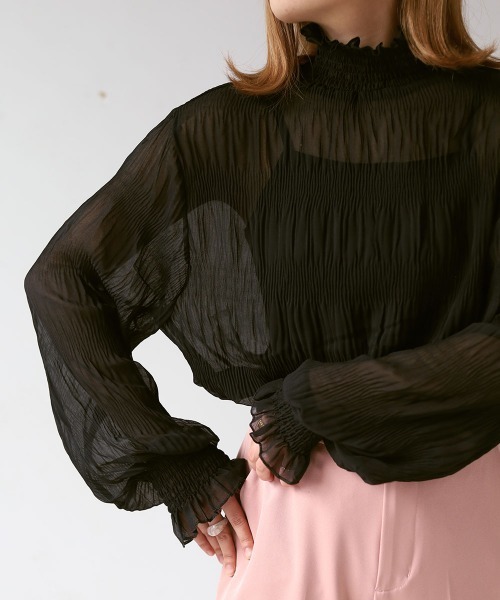 Bab（バブ）の「シワプリーツハイネックトップス（シャツ/ブラウス・レディース・ブラック/アイボリー/ベージュ・M）」の22枚目の写真