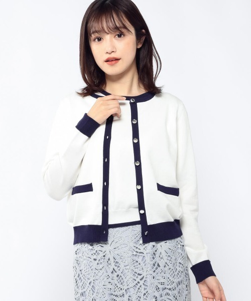 MISCH MASCH（ミッシュマッシュ）の「配色ニットアンサンブル（アンサンブル・レディース・ライトブルー/ピンクベージュ/ラベンダー/ホワイト・MEDIUM）」の2枚目の写真