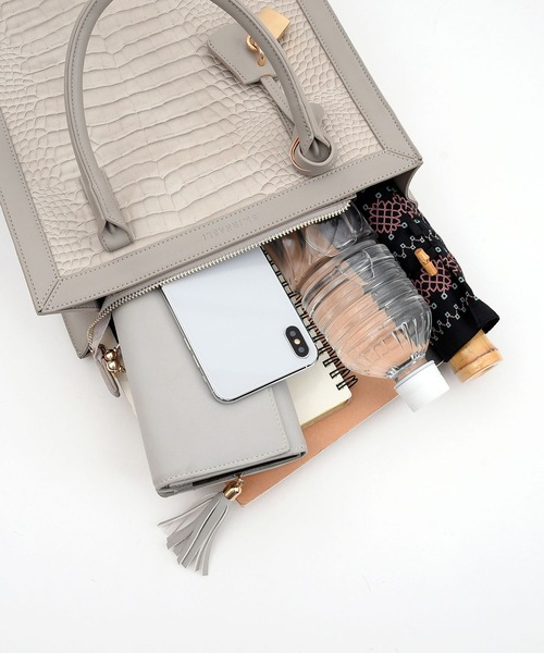 SMIR NASLI（サミールナスリ）の「フレーム2WAYトートバッグ/A4対応（トートバッグ・レディース・ライトグレー/ブラック/ライトベージュ・9）」の19枚目の写真