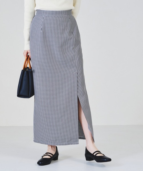 acro（アクロ）の「チェックスリットタイトスカート/AC1340（スカート・レディース・ブラック/ブルー/グリーン・ﾌﾘ-）」の2枚目の写真