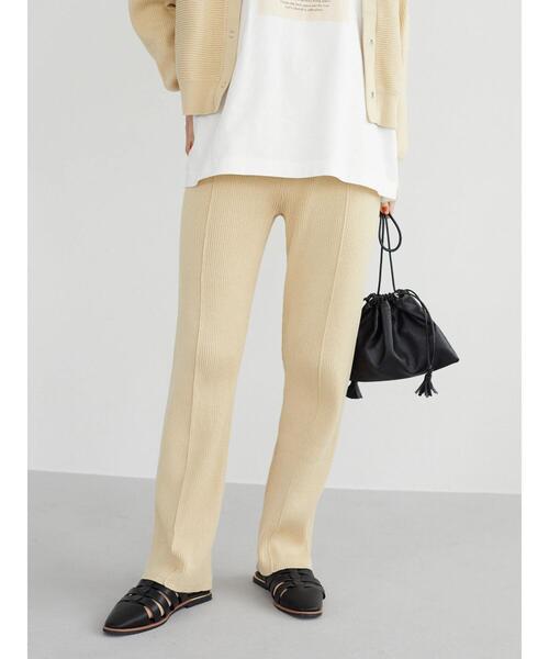 Green　Parks（グリーンパークス）の「・SUGAR SPOON リブニットセンターシームパンツ＊（その他パンツ・レディース・ブラック/ベージュ/ライトカーキ/ブルー・FREE）」の7枚目の写真