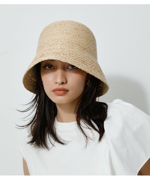 AZUL by moussy(アズールバイマウジー)の「RAFFIA BUCKET HAT/ラフィアバケットハット(ハット・レディース・ベージュ/ブラック・FREE)」の12枚目の写真