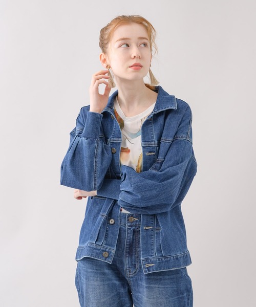 Paradise Picnic（パラダイスピクニック）の「CYAN ワイドスリーブリプリーブジャケット（デニムジャケット・レディース・ブルー・FREE）」の7枚目の写真