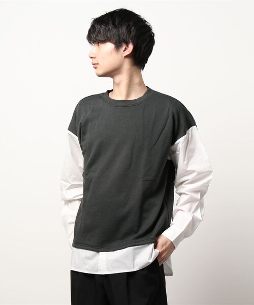 L.H.P Private Brand(エルエイチピープライベートブランド)の「PL シャツスリーブクルー/クルーネック/カットソー(シャツ/ブラウス・メンズ・ブルー/グリーン/チャコール・MEDIUM/LARGE)」の2枚目の写真