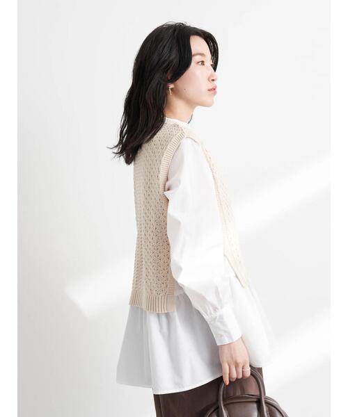 earth music&ecology（アースミュージックアンドエコロジー）の「SET2点 透かしベスト+チュニックブラウス（シャツ/ブラウス・レディース・オレンジ/ミント/ホワイト系その他2・FREE）」の6枚目の写真